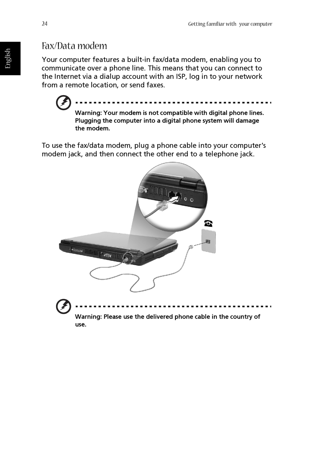 Acer 1660 manual Fax/Data modem 