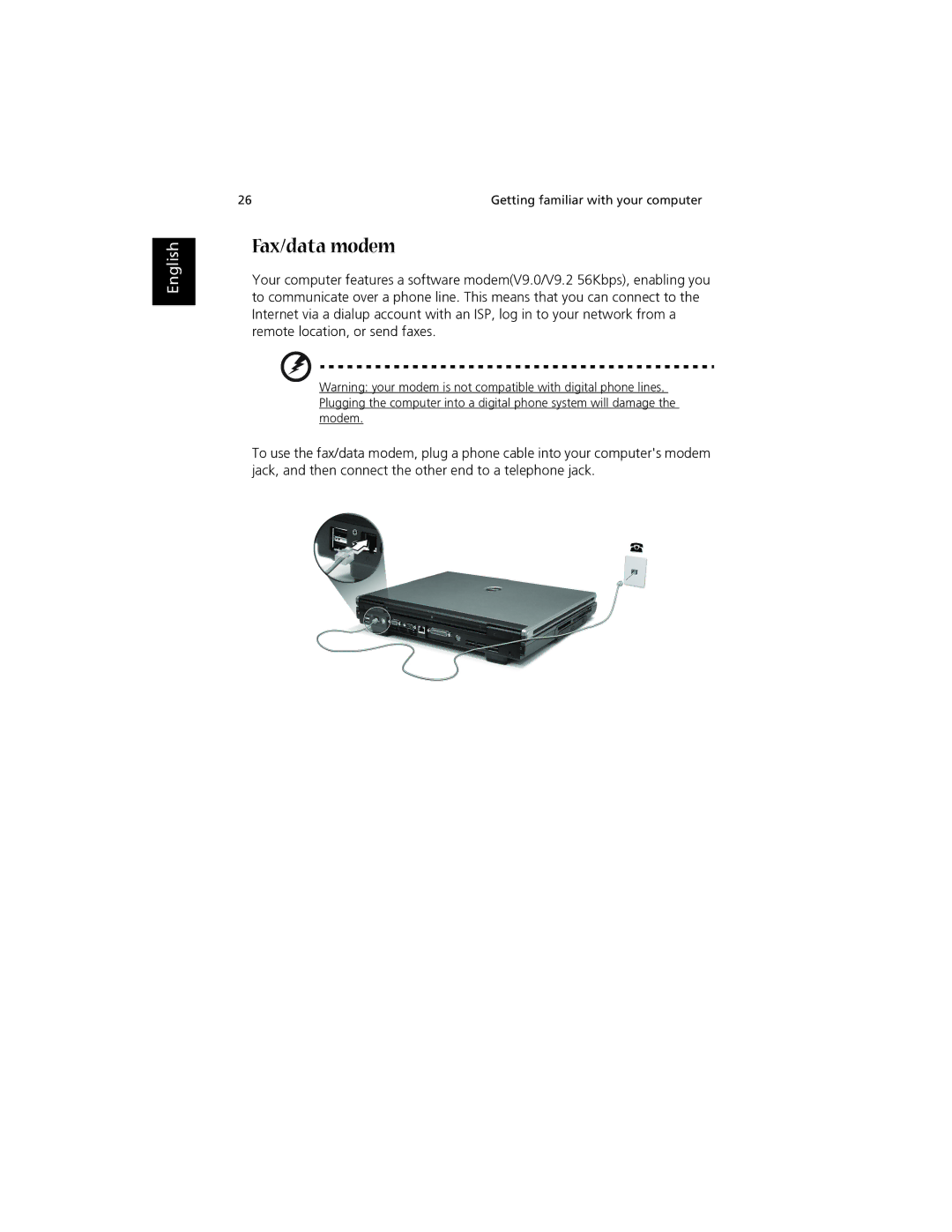 Acer 1700 manual Fax/data modem 