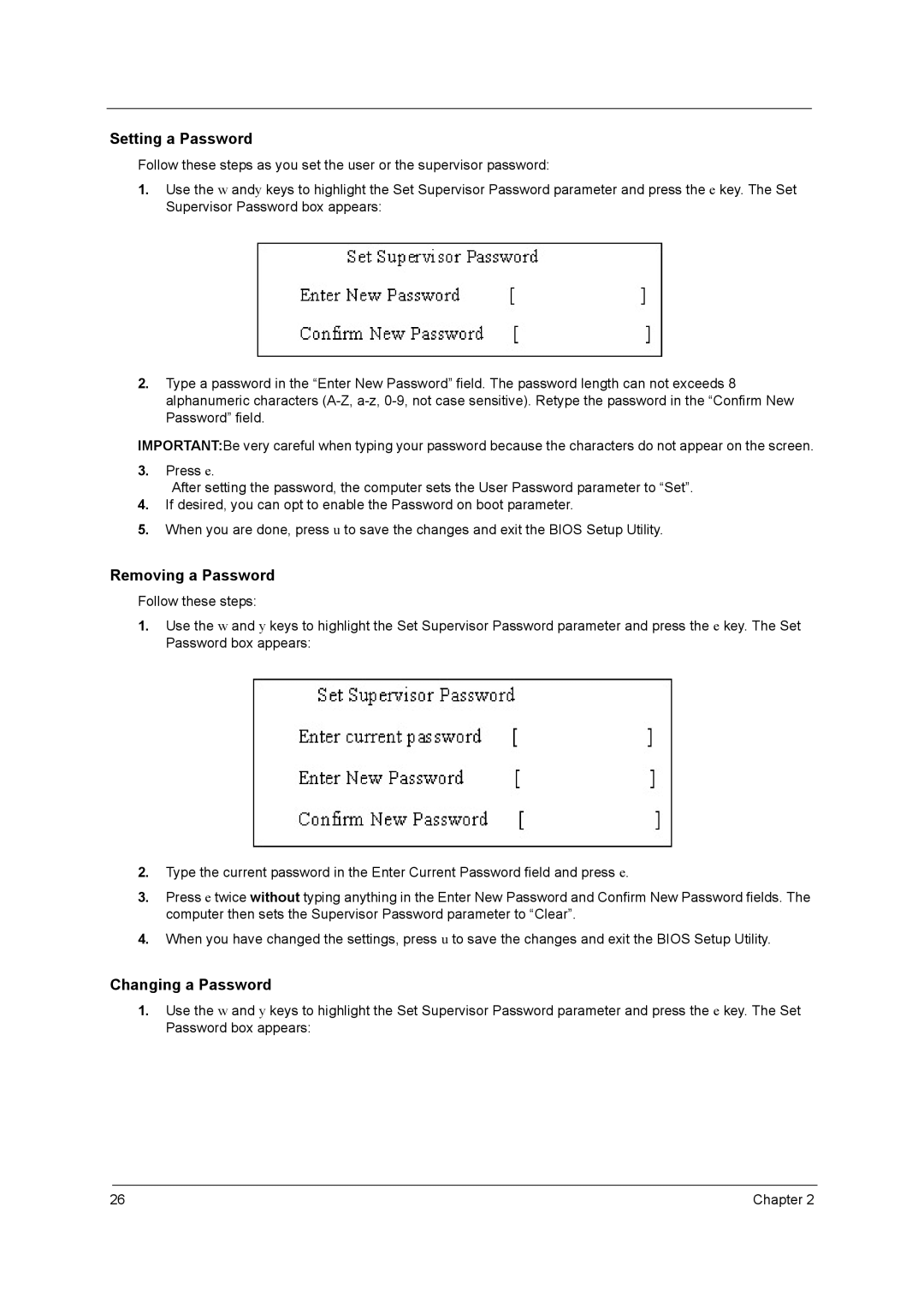 Acer 1700 manual Setting a Password 