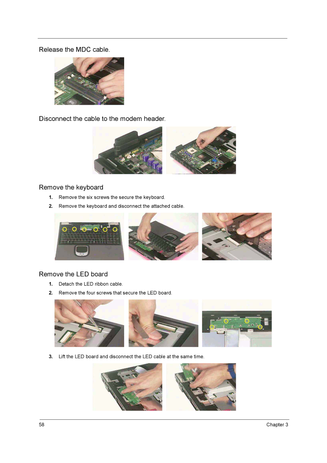 Acer 1700 manual Remove the LED board 