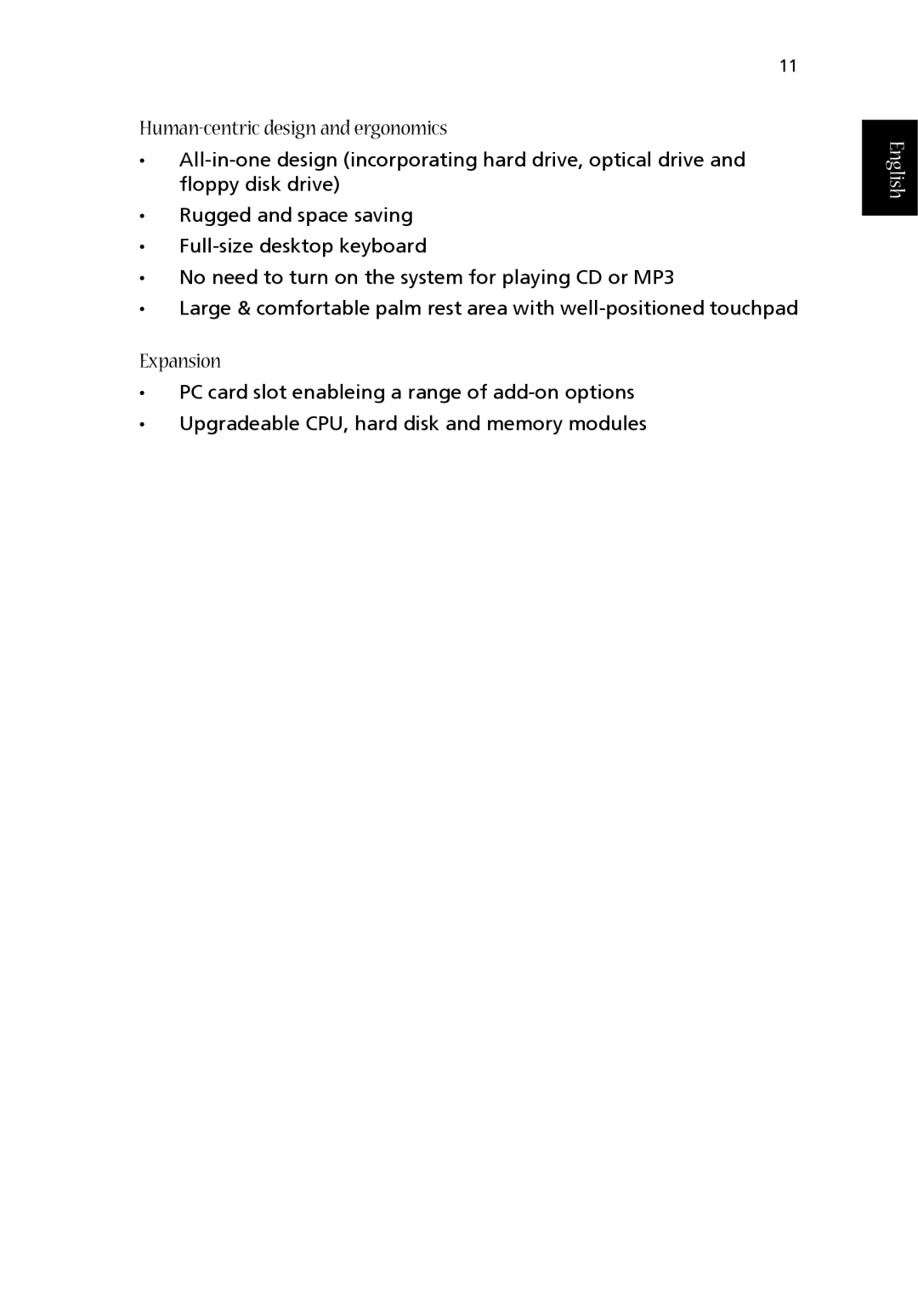 Acer 1710 Series manual Human-centric design and ergonomics 