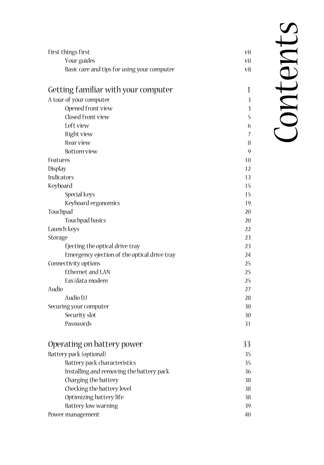 Acer 1710 Series manual Contents 