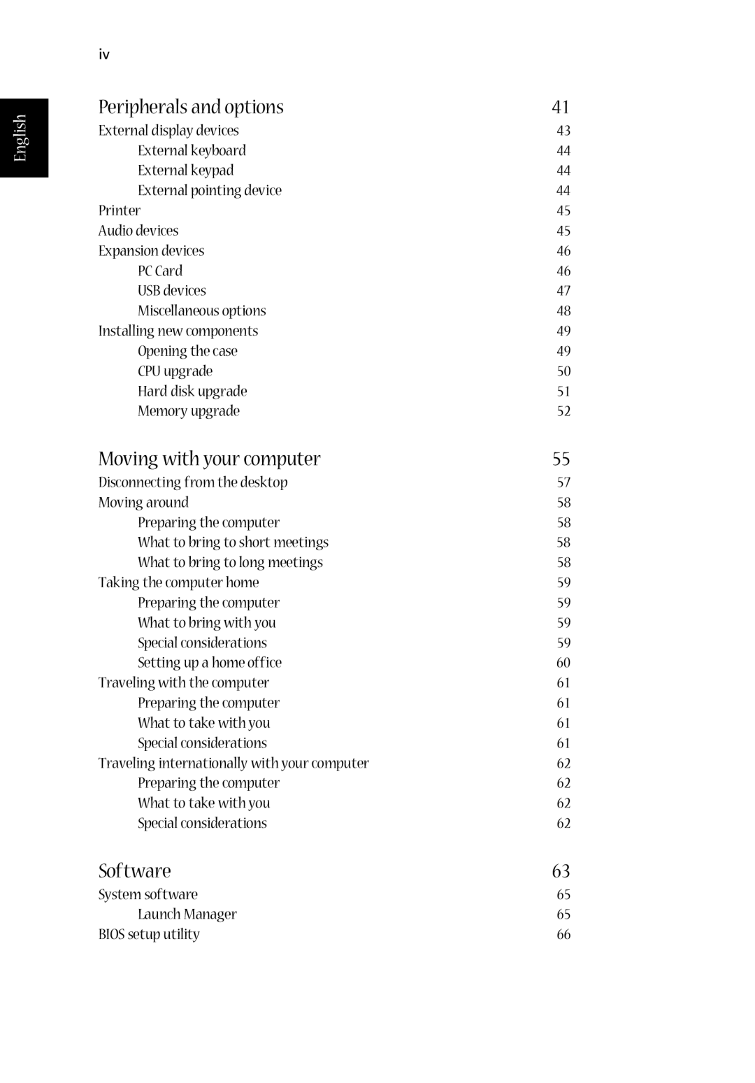 Acer 1710 Series manual Peripherals and options, Moving with your computer, Software 