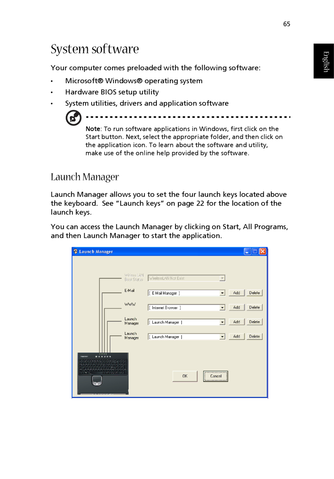 Acer 1710 Series manual System software, Launch Manager 