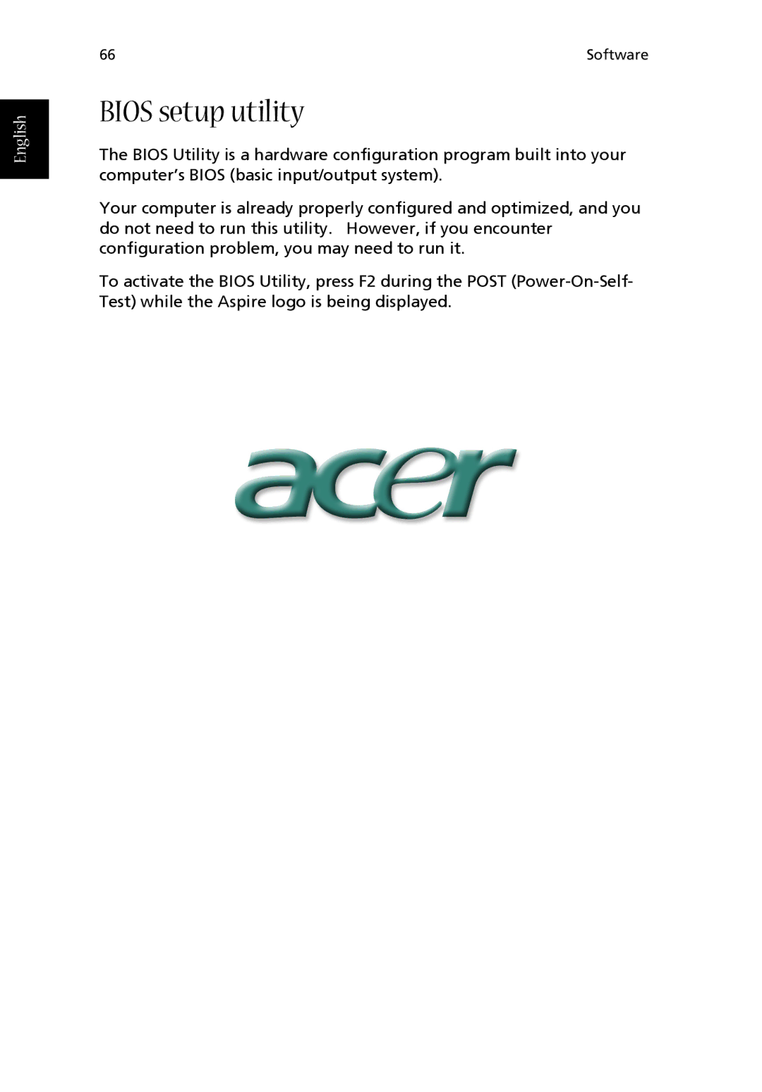 Acer 1710 Series manual Bios setup utility 