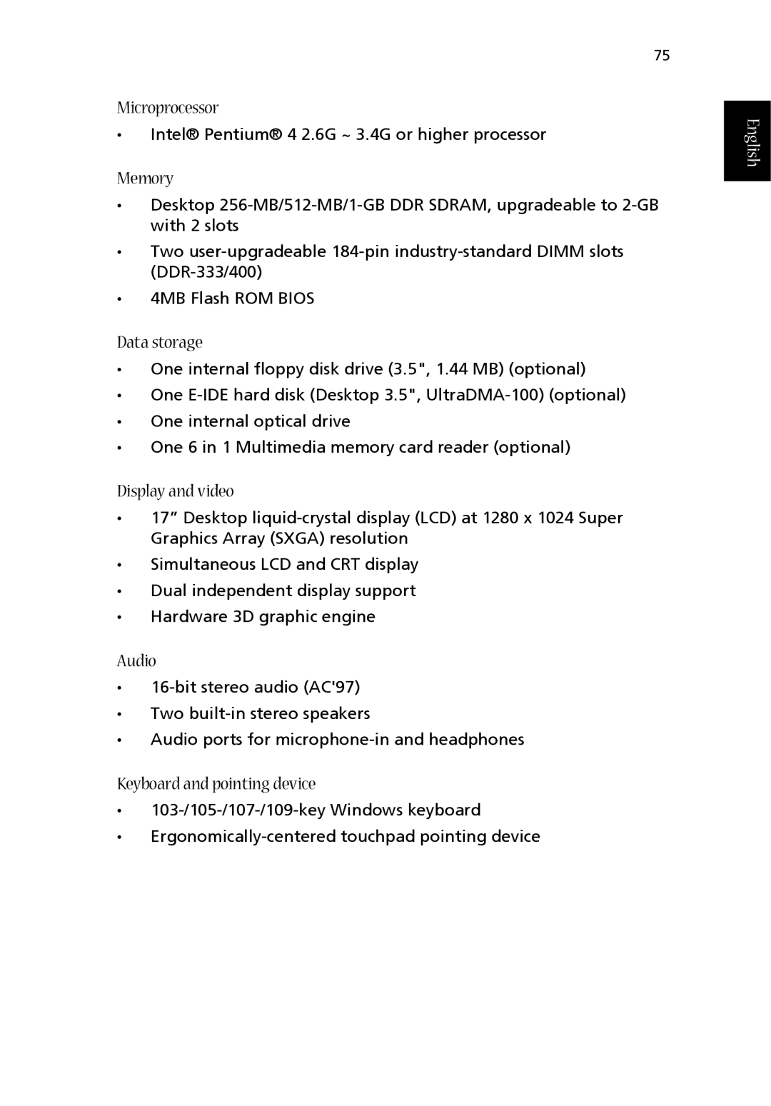 Acer 1710 Series manual Microprocessor 