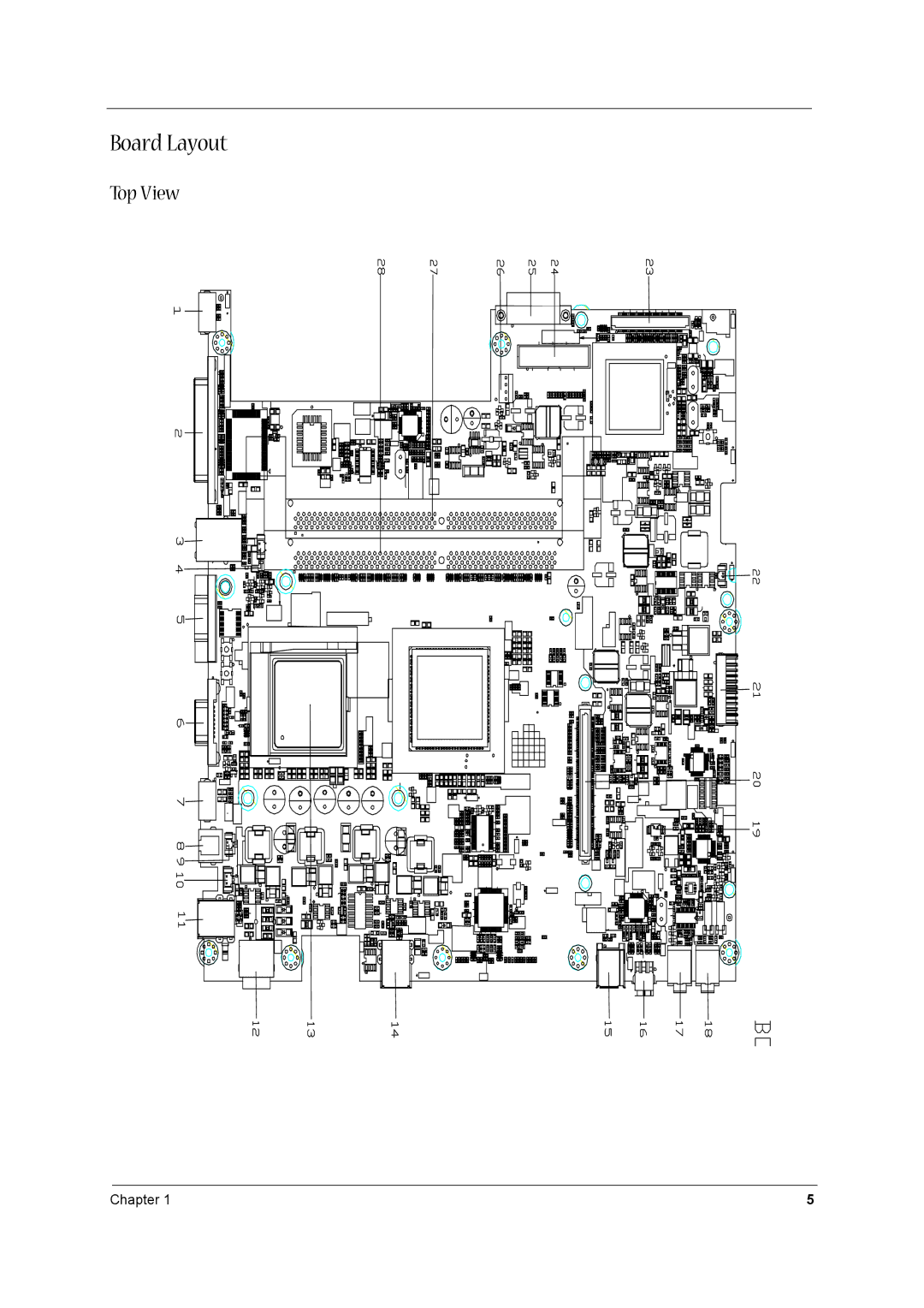 Acer 1710 manual Board Layout, Top View 