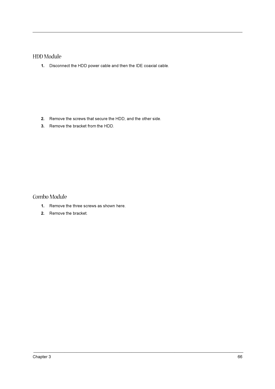 Acer 1710 manual HDD Module, Combo Module 