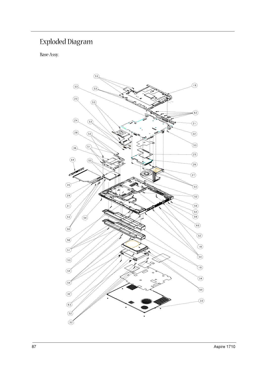 Acer 1710 manual Exploded Diagram, Base Assy 