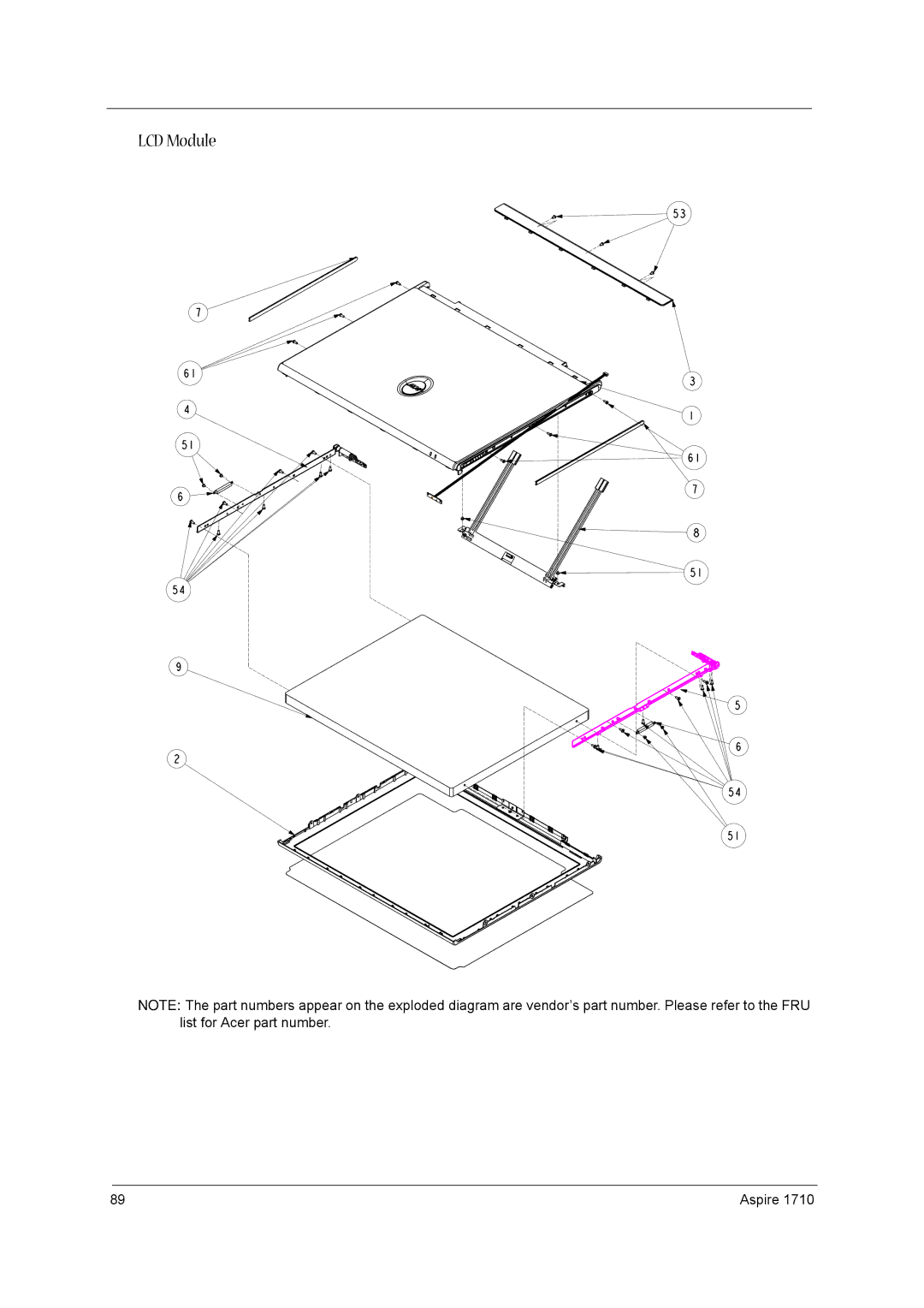 Acer 1710 manual LCD Module 