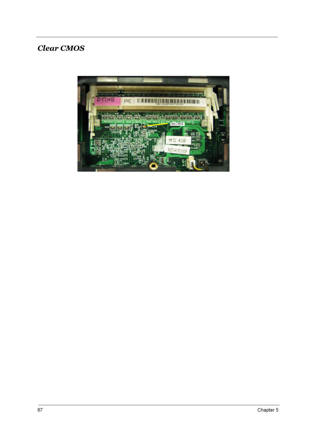 Acer 1800 manual Clear Cmos 