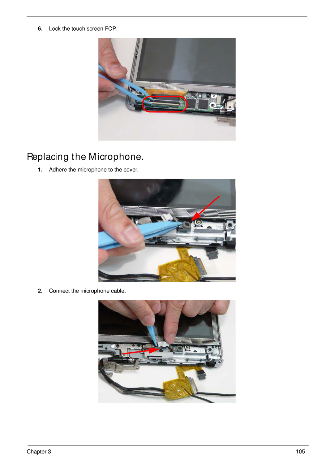 Acer 1820TP manual Replacing the Microphone 