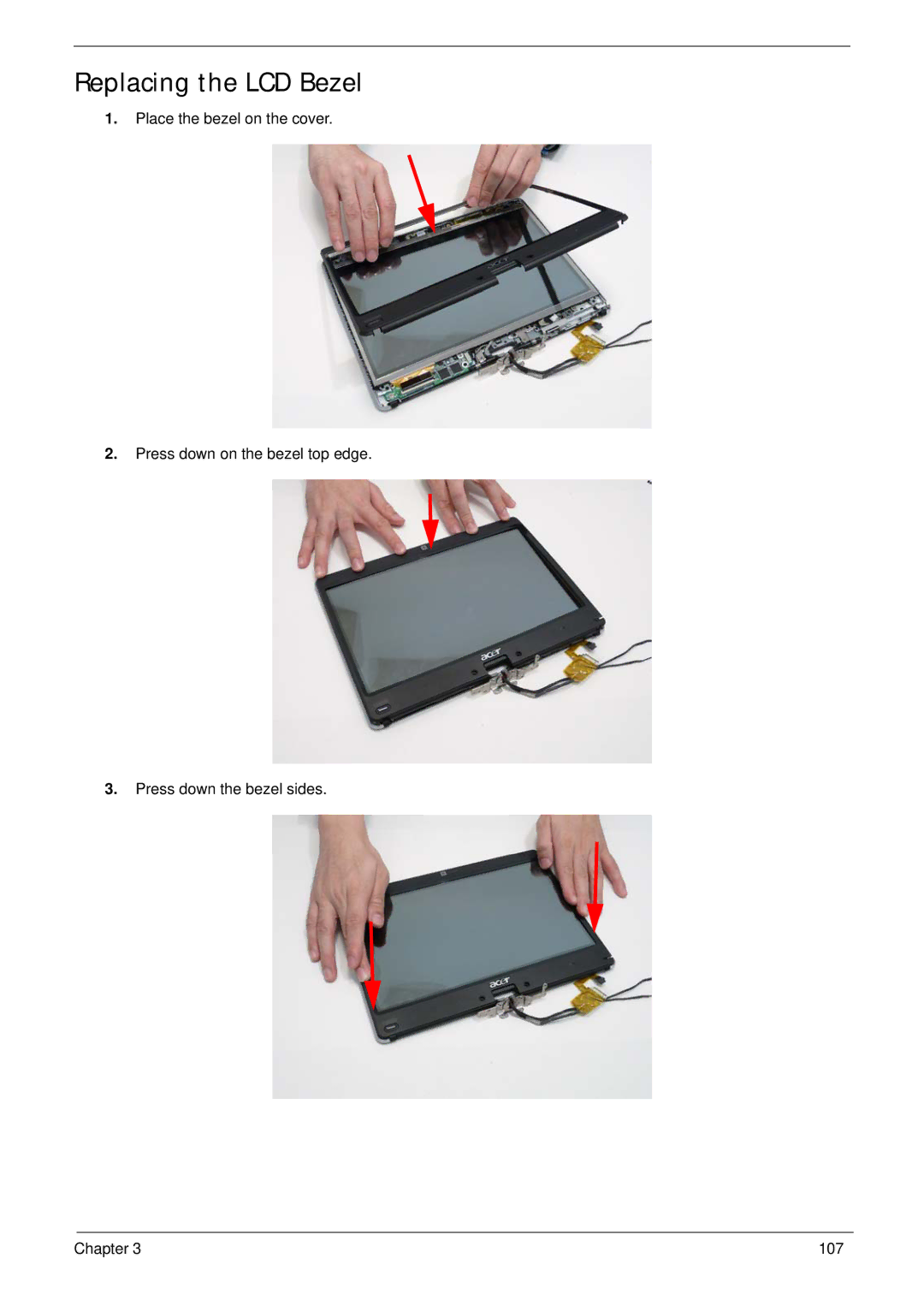 Acer 1820TP manual Replacing the LCD Bezel 