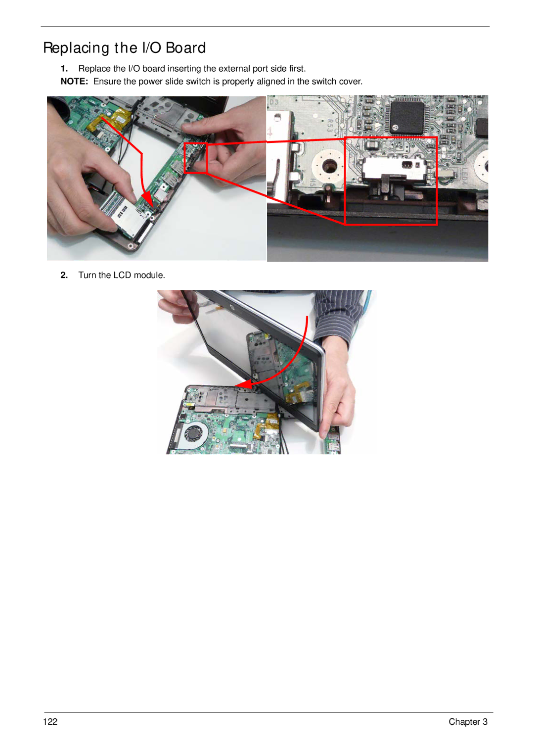 Acer 1820TP manual Replacing the I/O Board 