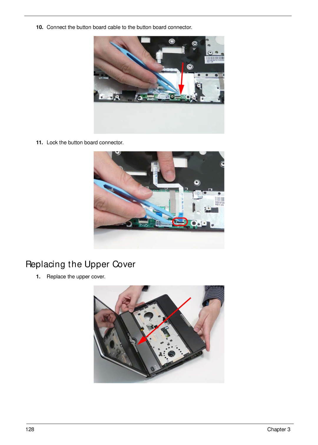 Acer 1820TP manual Replacing the Upper Cover 