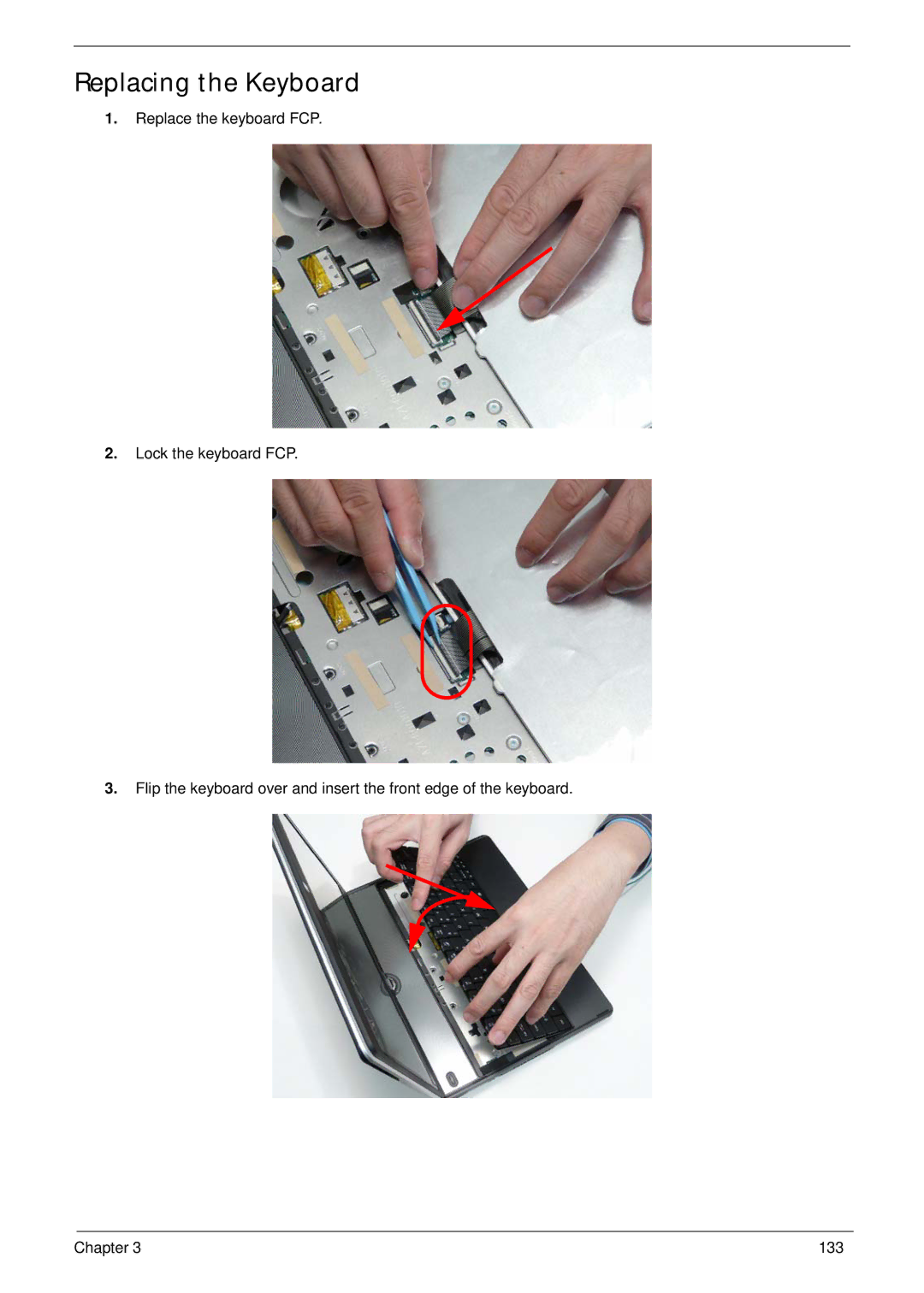 Acer 1820TP manual Replacing the Keyboard 