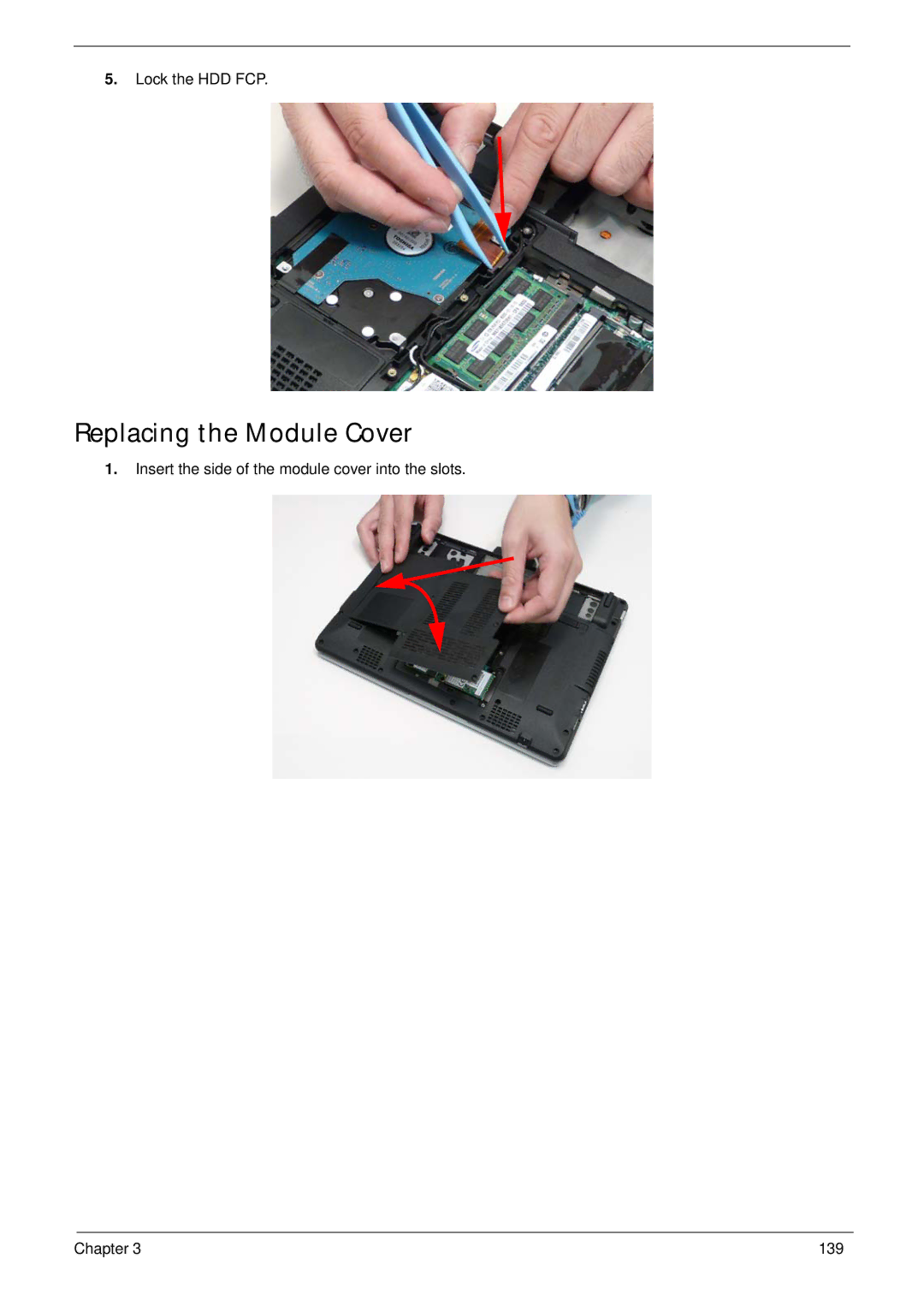 Acer 1820TP manual Replacing the Module Cover 