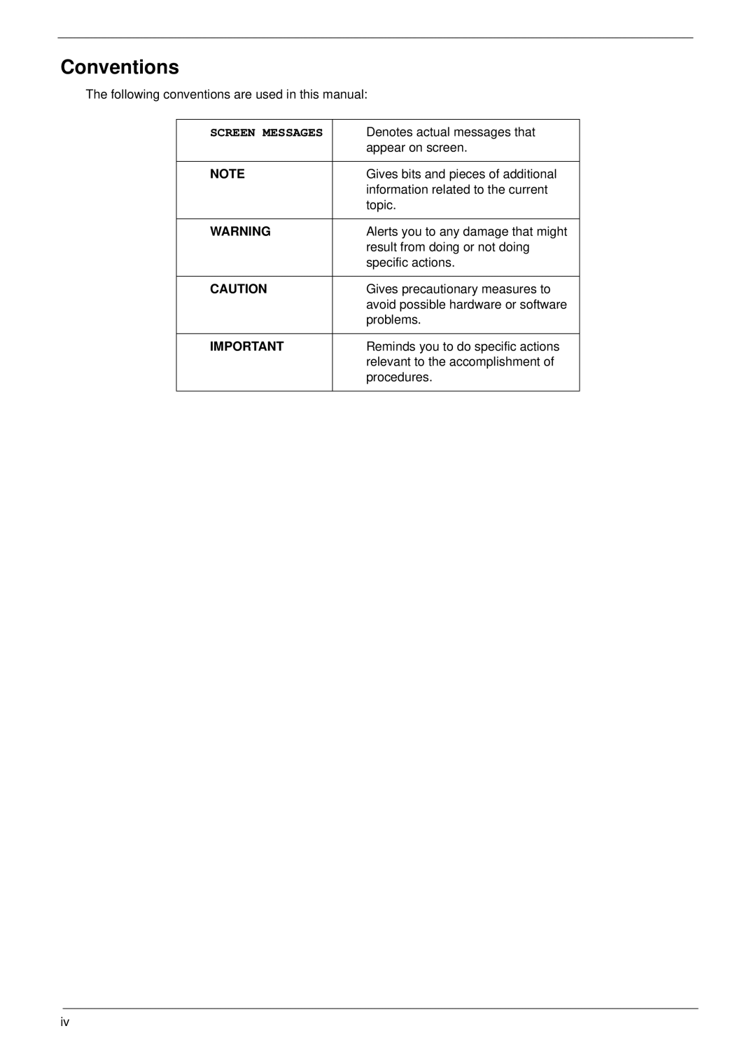 Acer 1820TP manual Conventions 