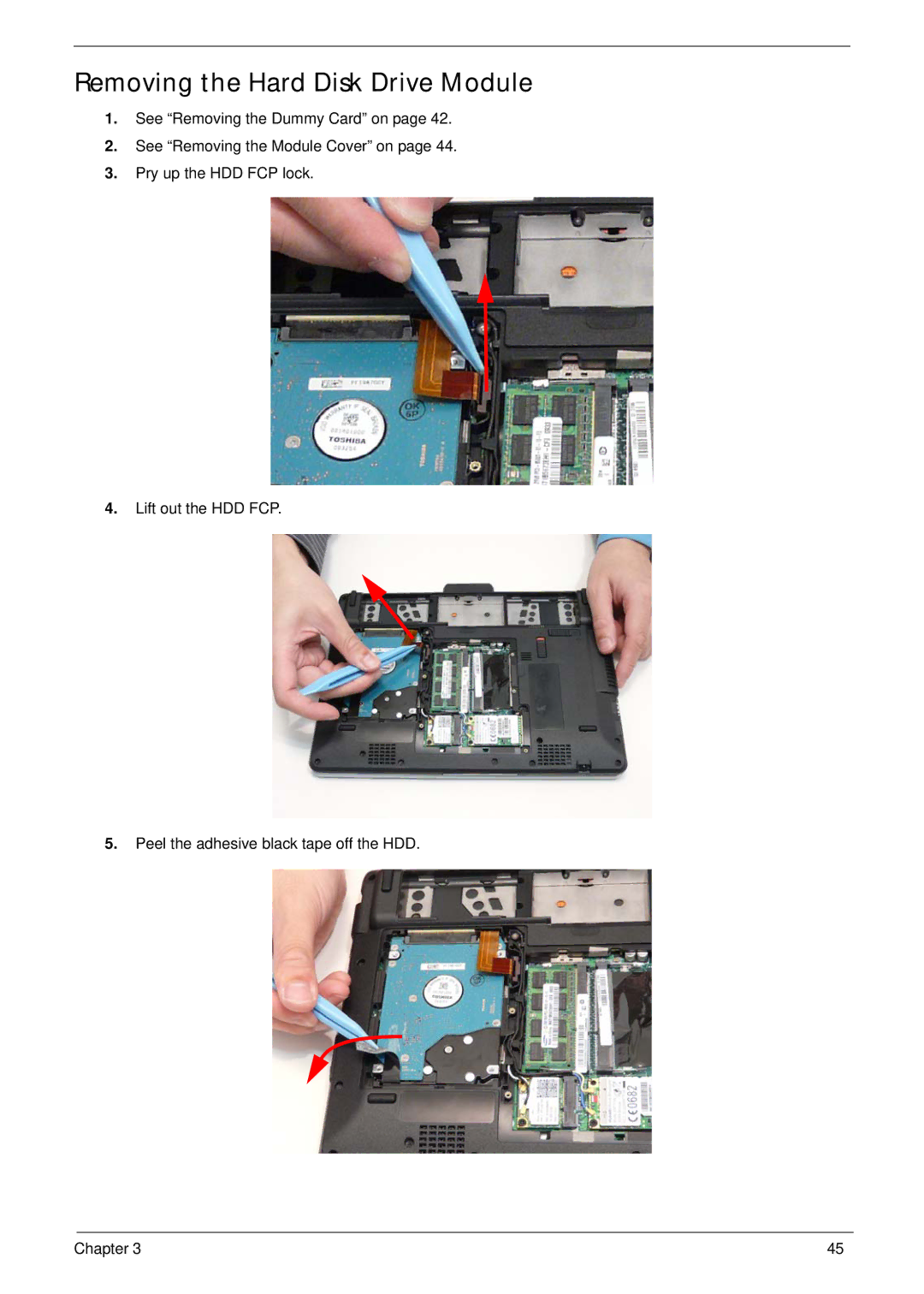 Acer 1820TP manual Removing the Hard Disk Drive Module 