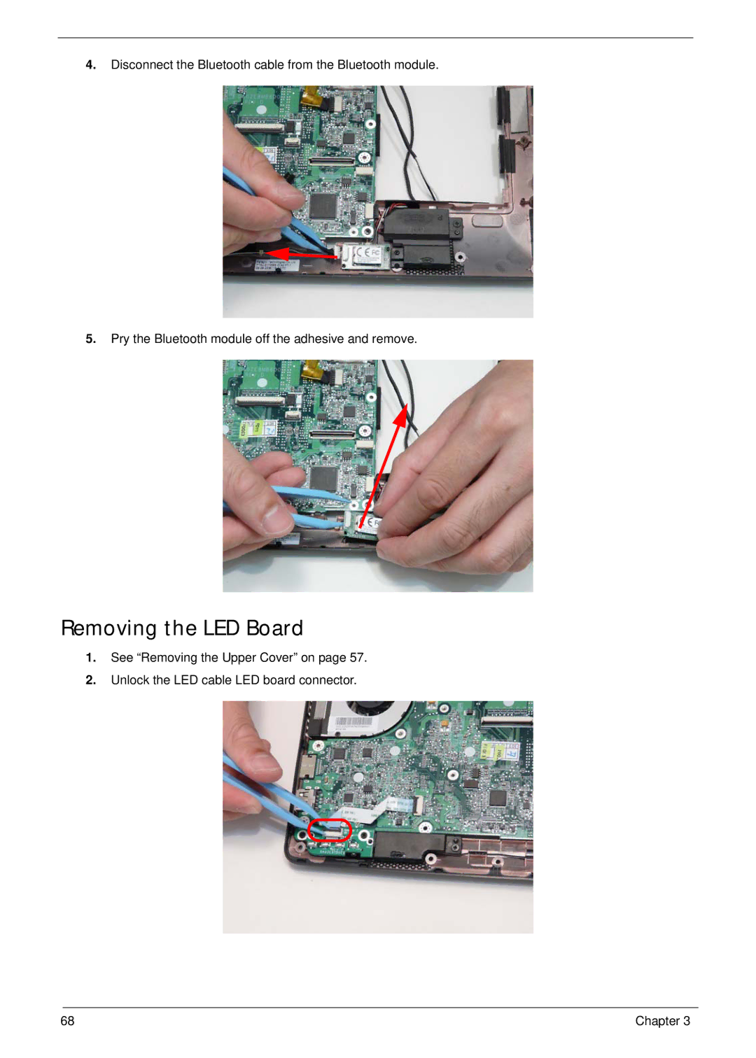 Acer 1820TP manual Removing the LED Board 