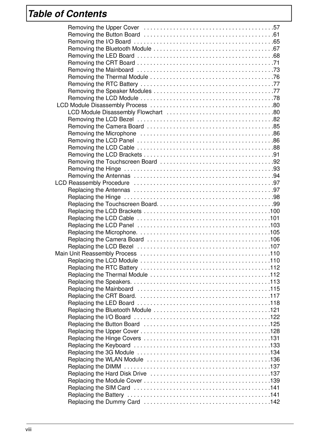 Acer 1820TP manual Table of Contents 