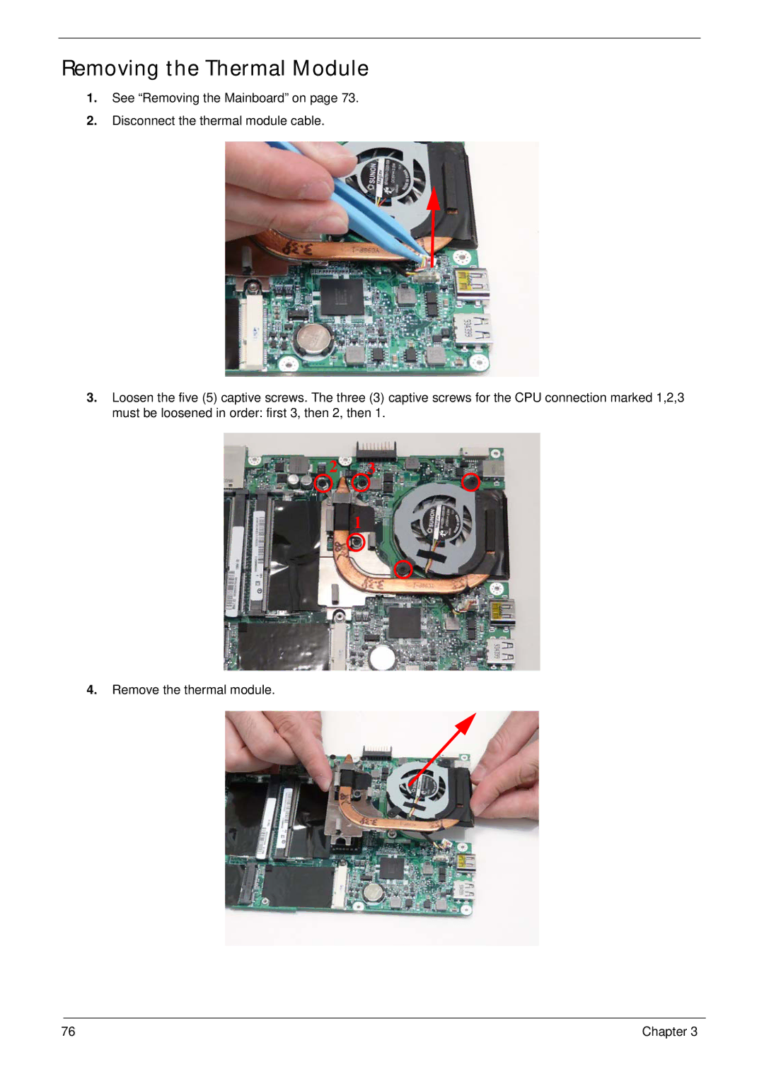 Acer 1820TP manual Removing the Thermal Module 