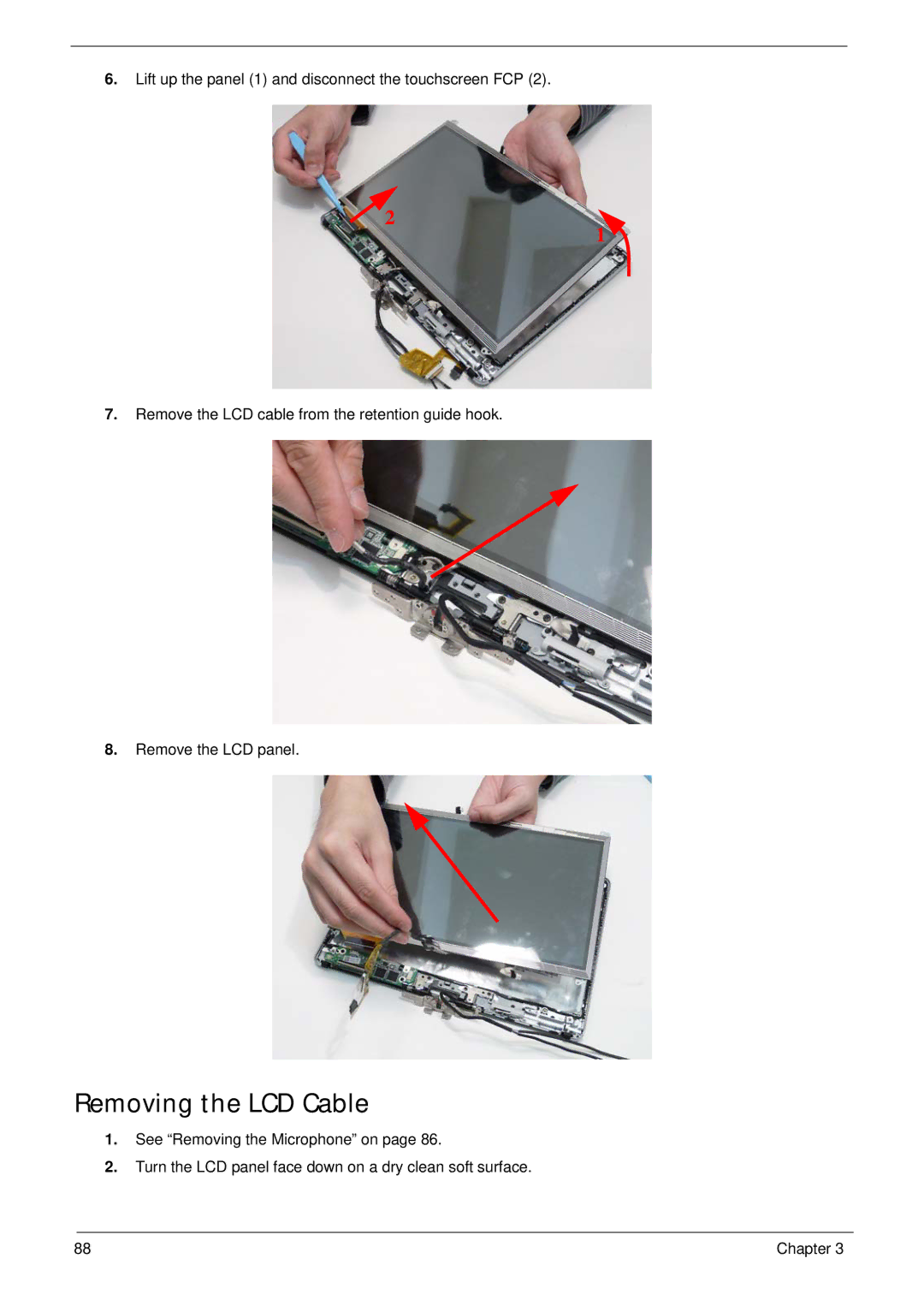 Acer 1820TP manual Removing the LCD Cable 