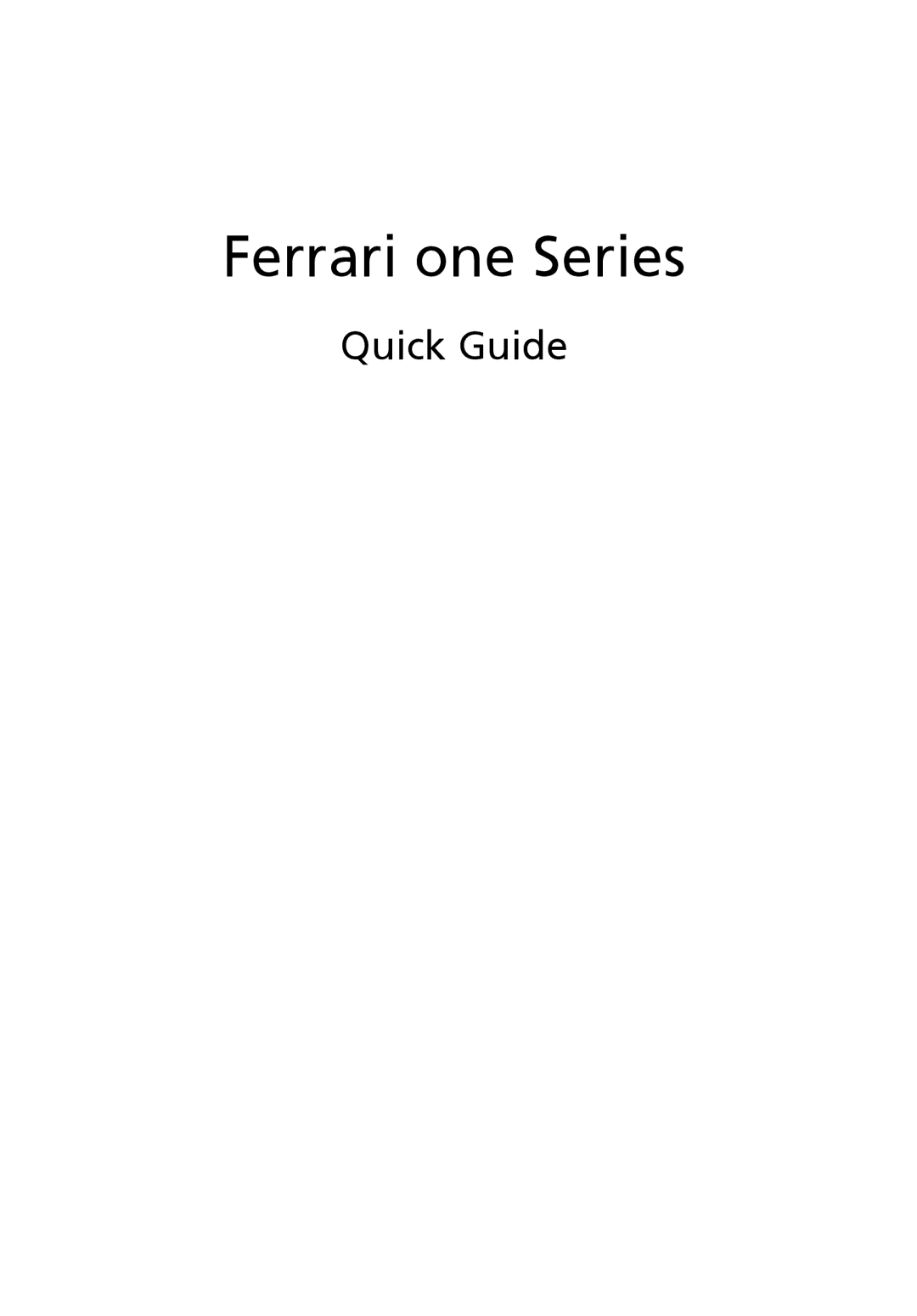 Acer 200 manual Ferrari one Series, Quick Guide 