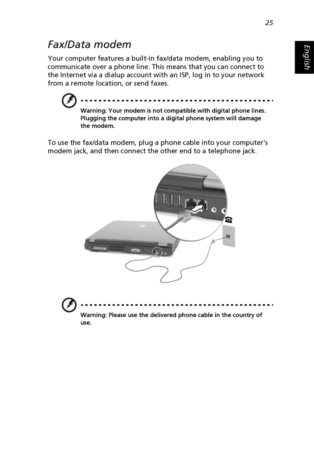 Acer 2500 Series, 2000 Series manual Fax/Data modem 