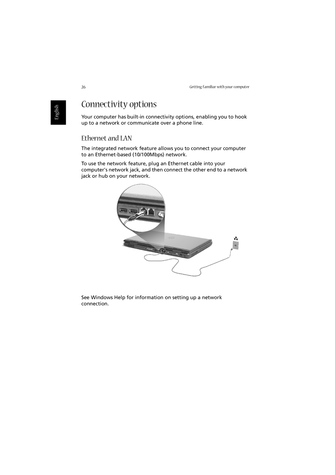 Acer 2010 manual Connectivity options, Ethernet and LAN 