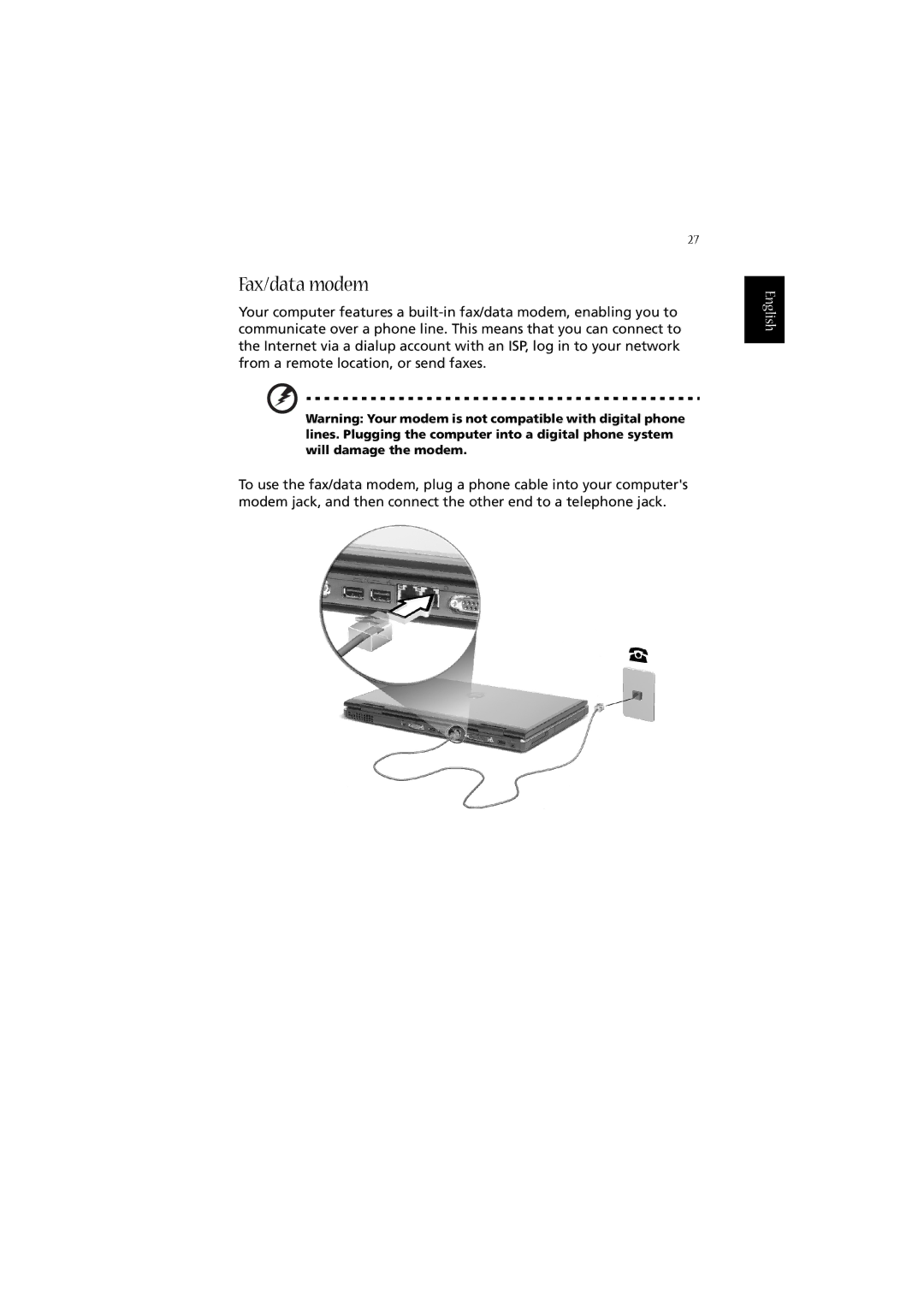 Acer 2010 manual Fax/data modem 