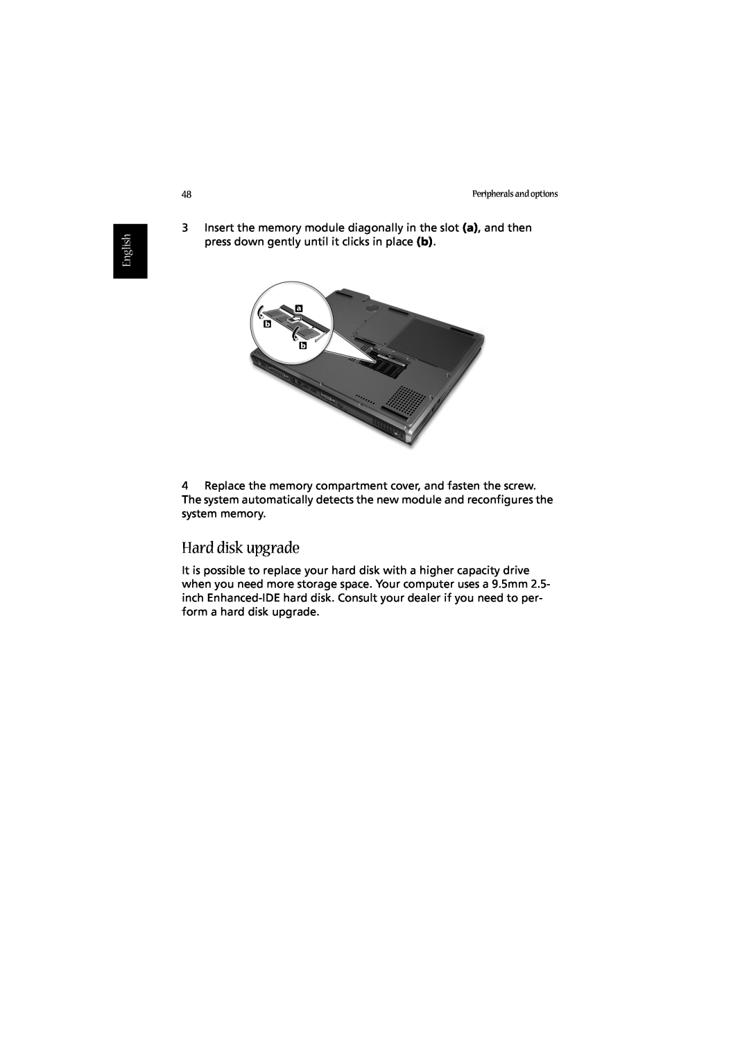 Acer 2010 manual Hard disk upgrade, English 