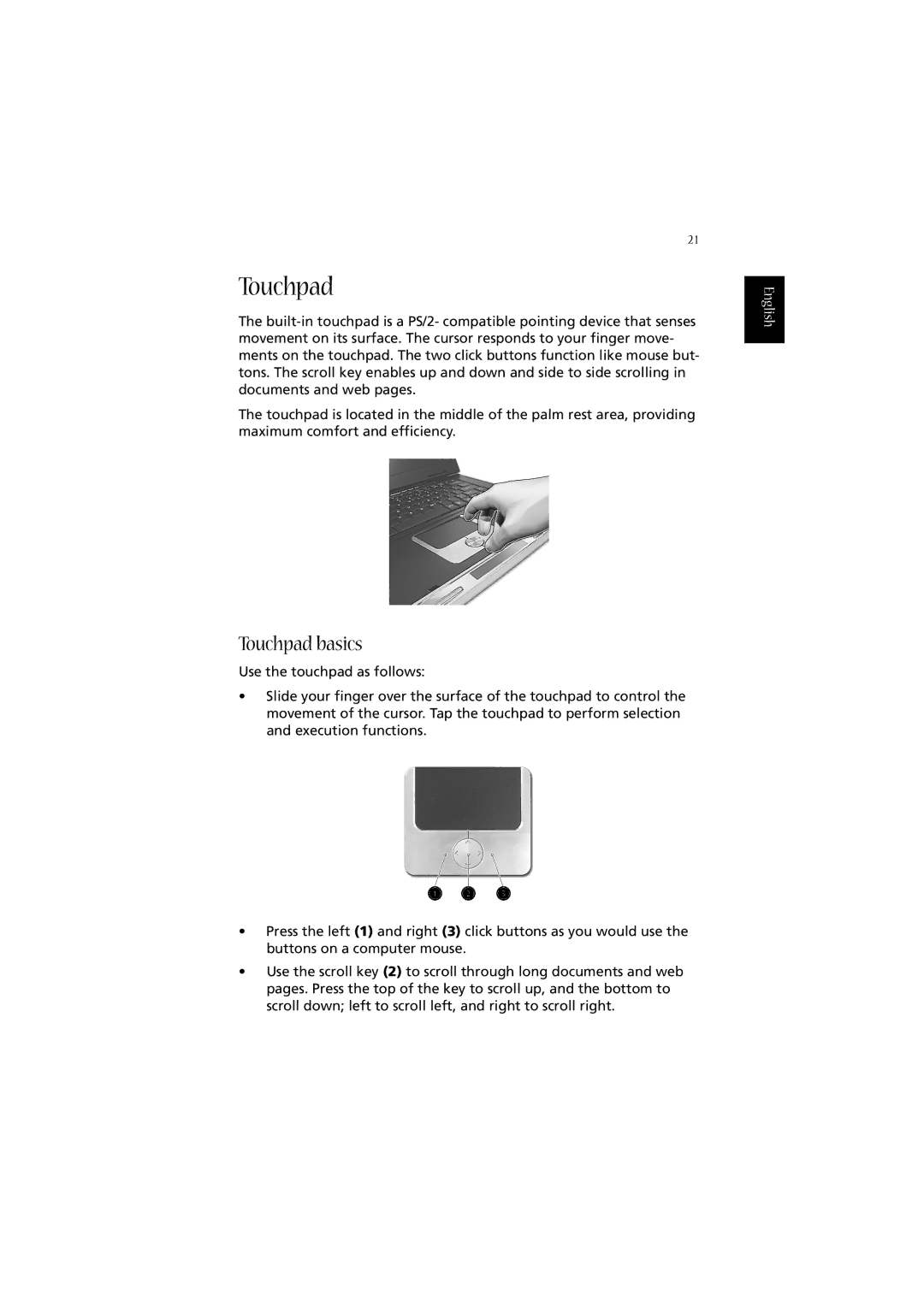 Acer 2020 Series manual Touchpad basics 