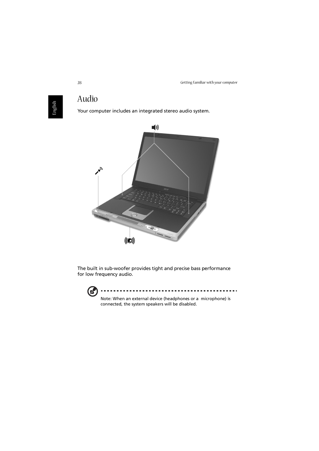 Acer 2020 Series manual Audio 