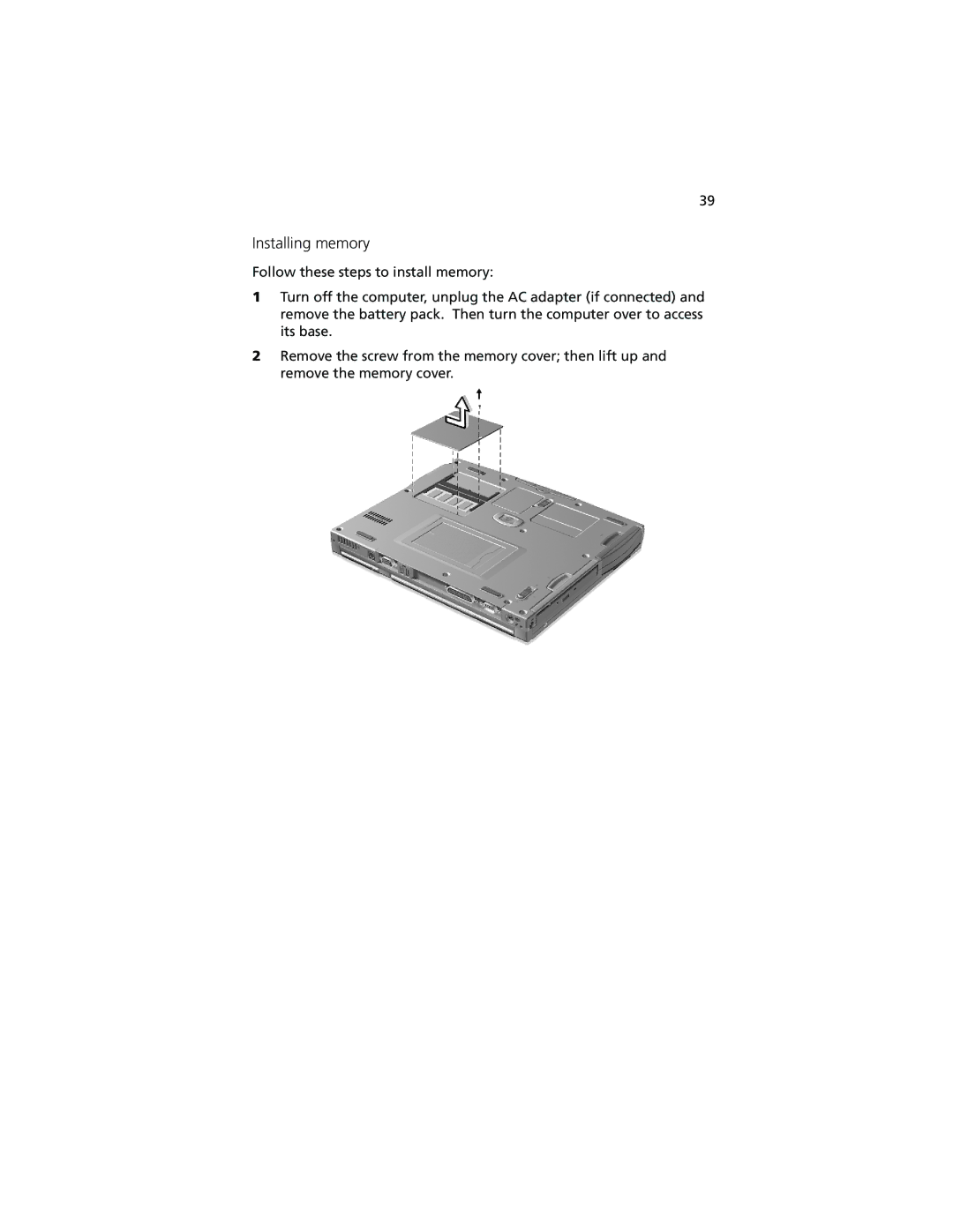 Acer 210 series manual Installing memory 