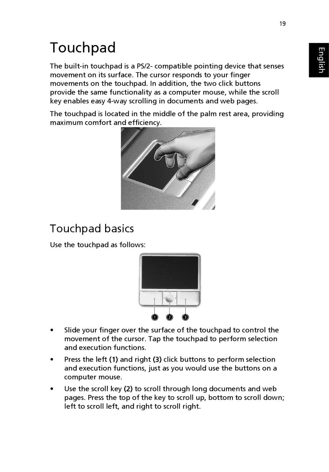 Acer 2700 Series, 2200 Series manual Touchpad basics 