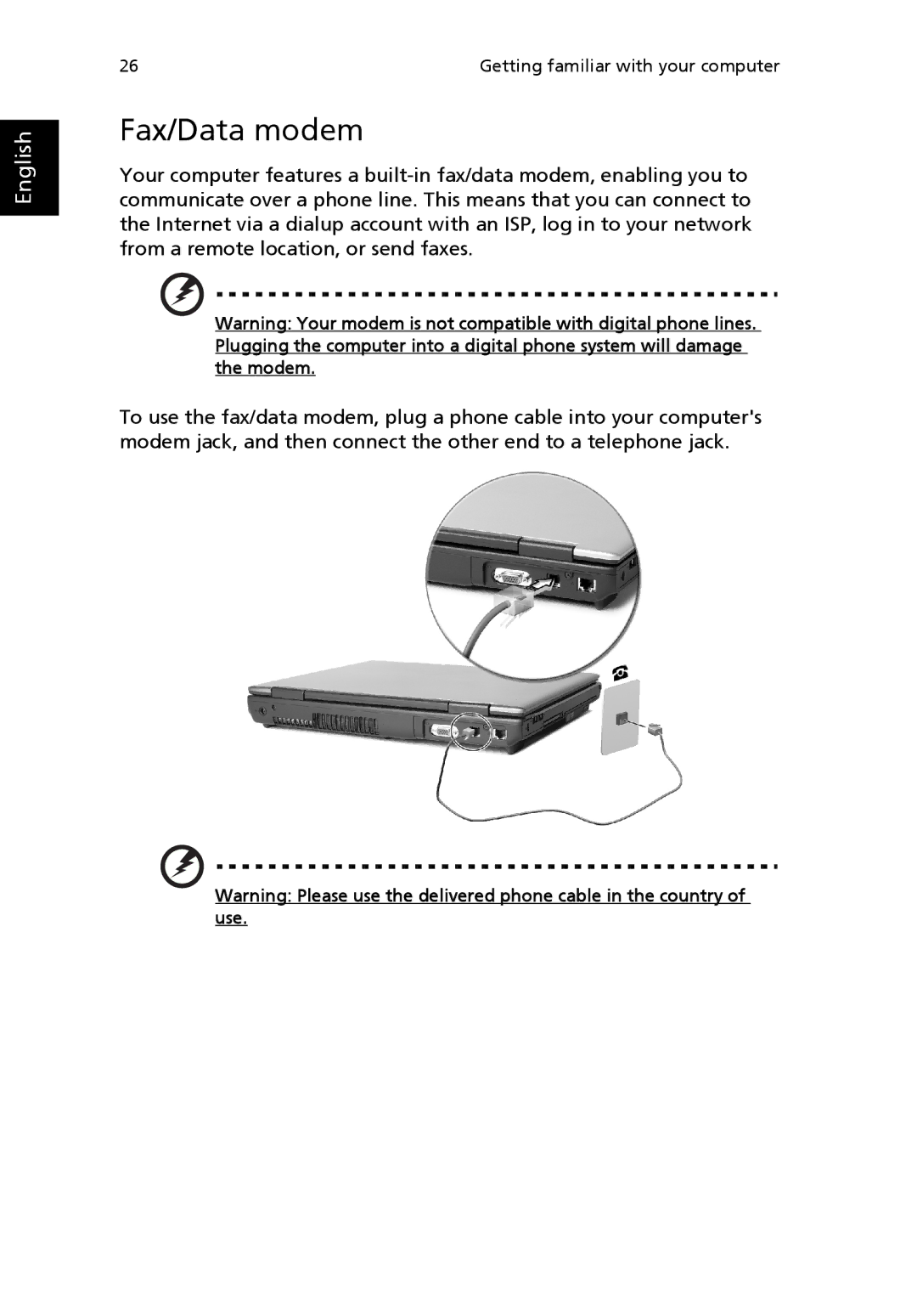 Acer 2200 Series, 2700 Series manual Fax/Data modem 