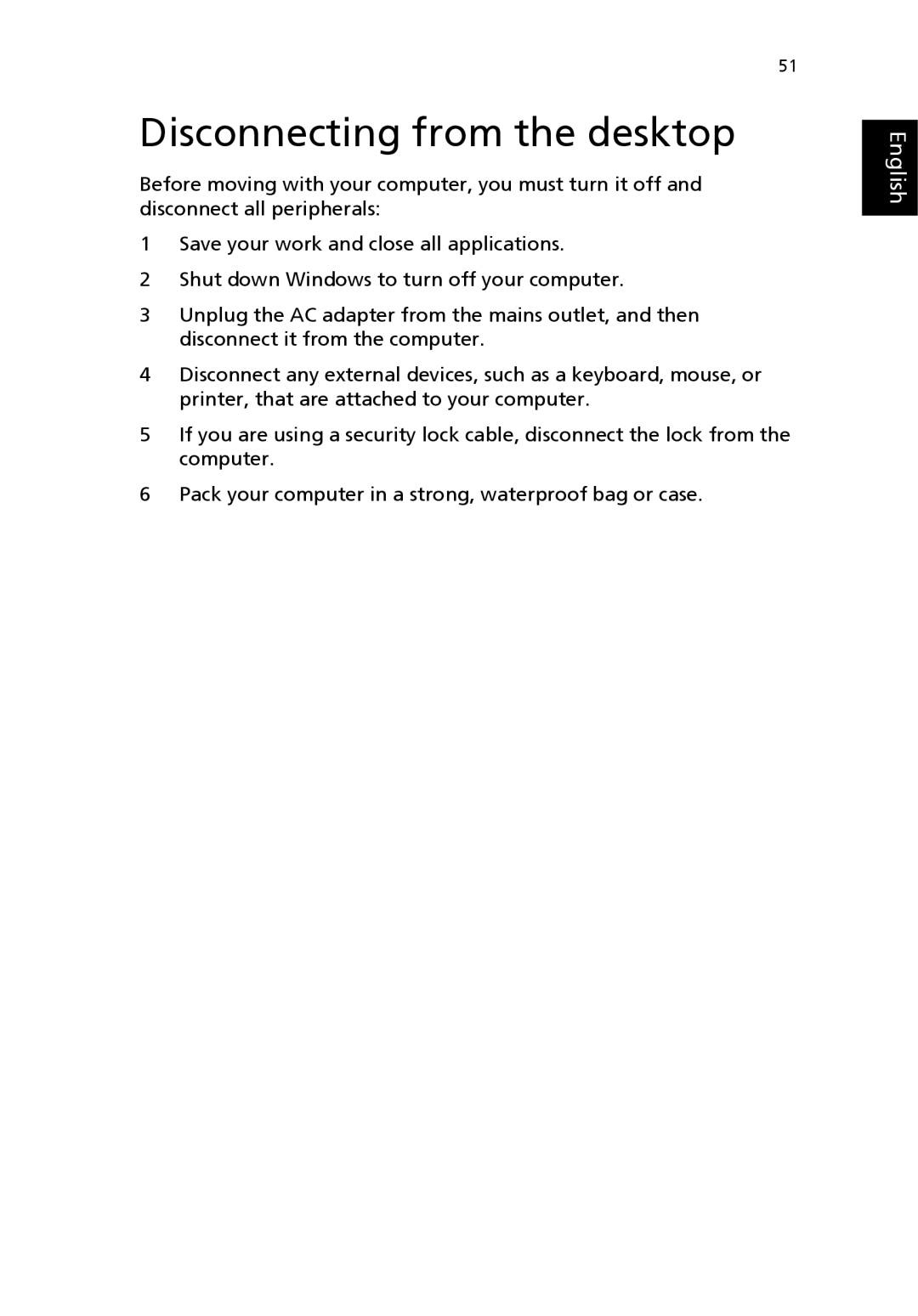 Acer 2700 Series, 2200 Series manual Disconnecting from the desktop 