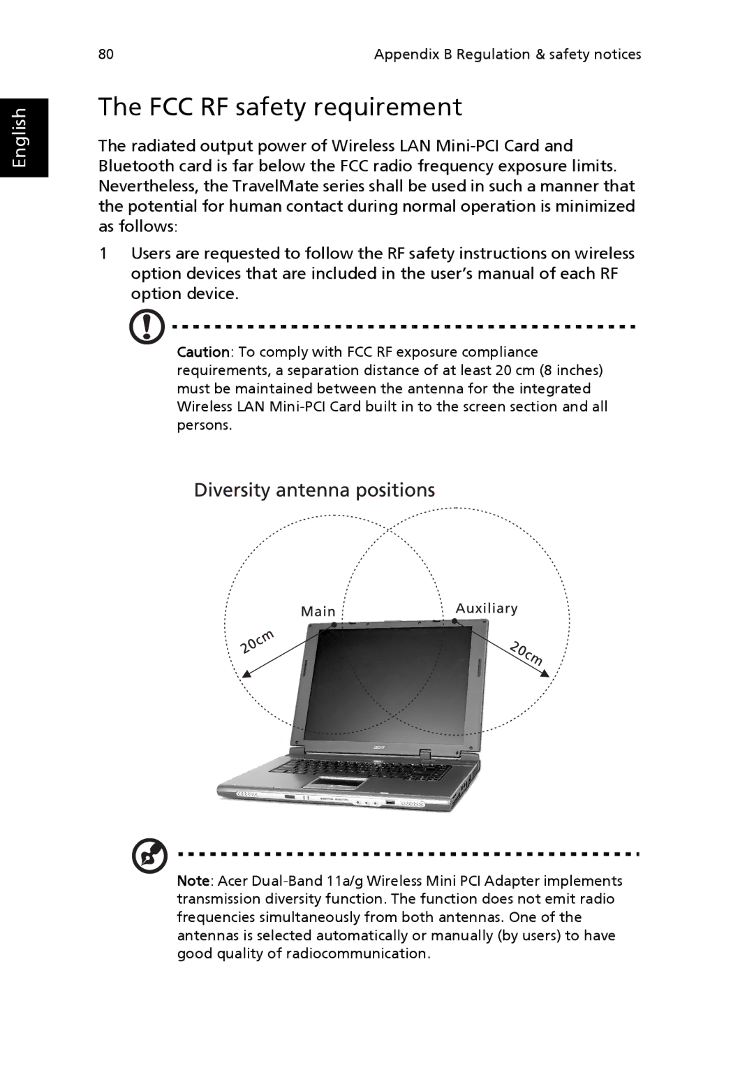 Acer 4000 Series, 2300 Series, 4500 Series manual FCC RF safety requirement 