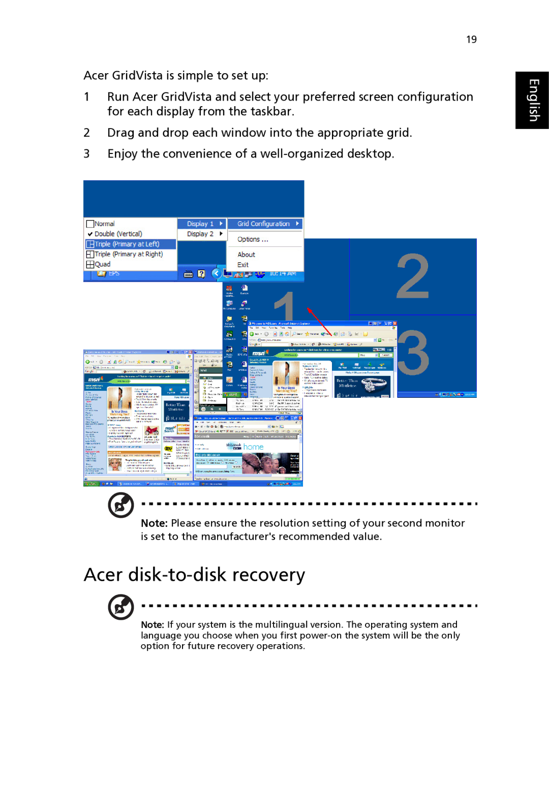 Acer 2310 Series manual Acer disk-to-disk recovery 