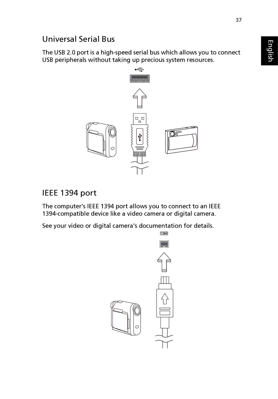 Acer 2310 Series manual Universal Serial Bus, Ieee 1394 port 