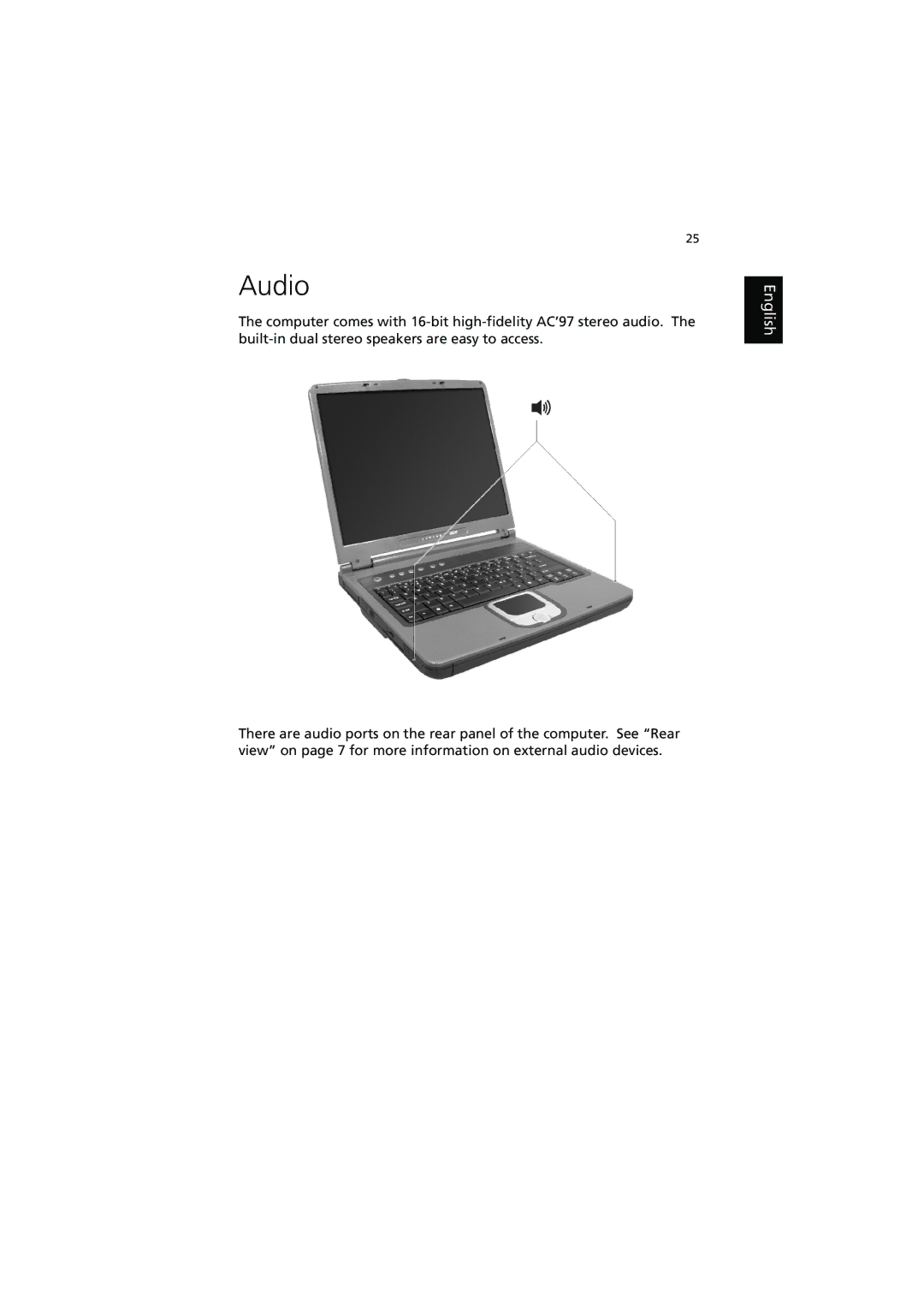 Acer 250, 240 manual Audio 