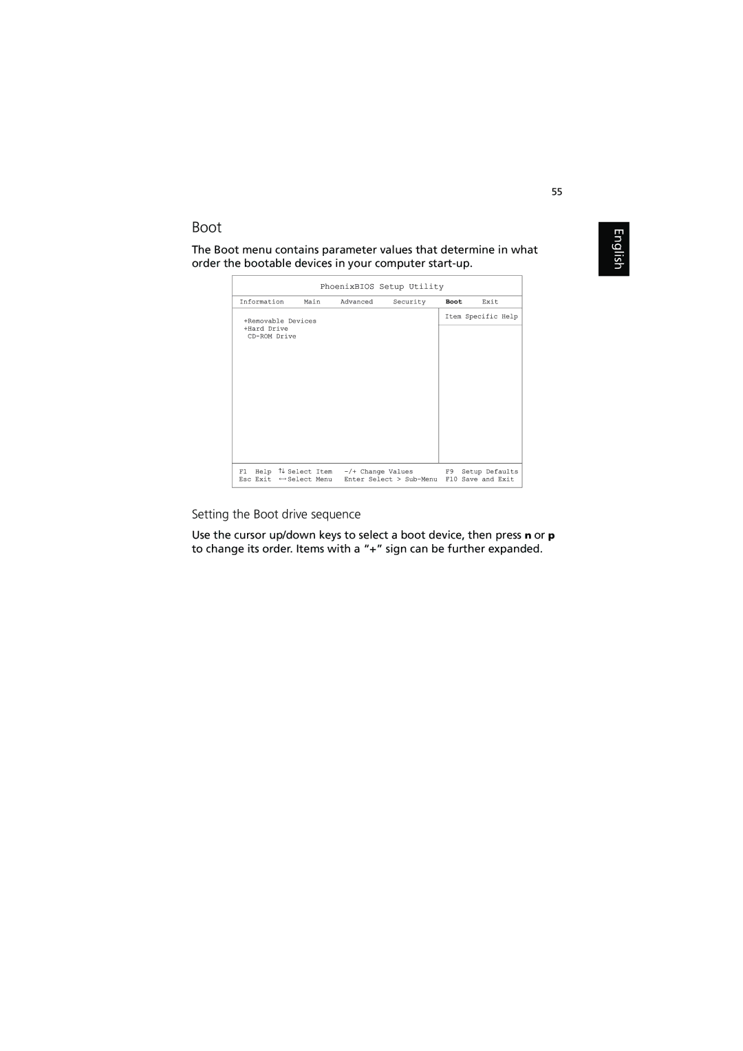 Acer 250, 240 manual Setting the Boot drive sequence 