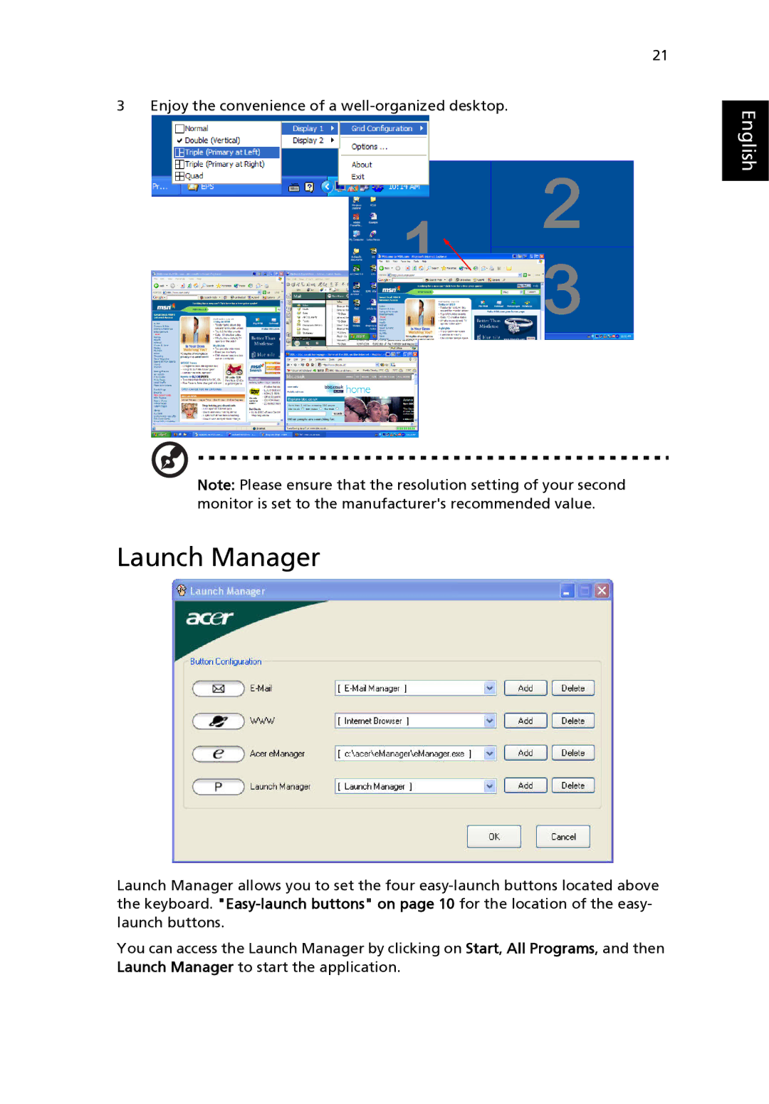 Acer 3210 Series, 2400 Series manual Launch Manager 