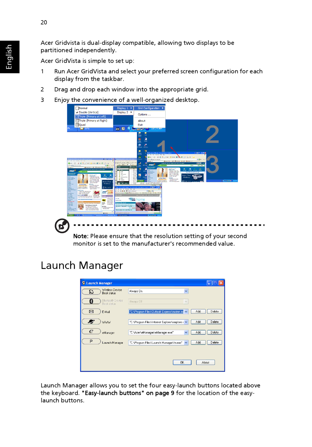 Acer 2410 Series manual Launch Manager 