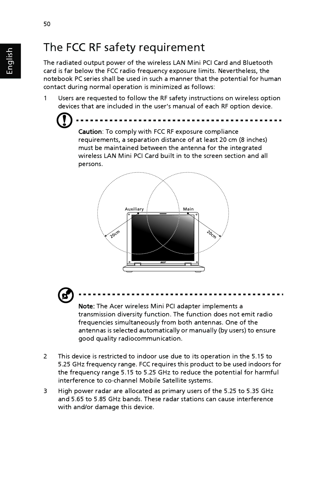 Acer 2410 Series manual FCC RF safety requirement 