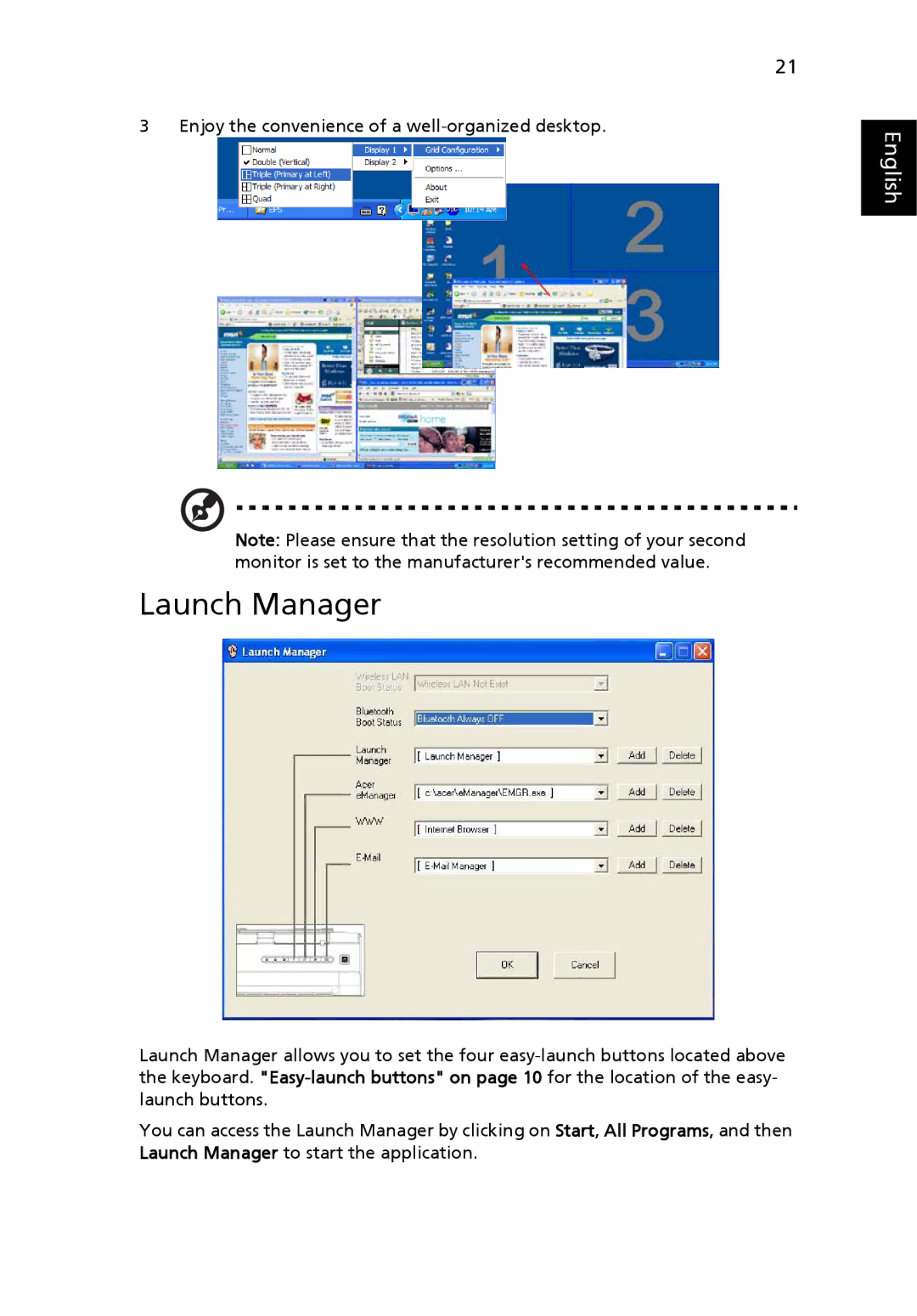 Acer 2430 Series manual Launch Manager 