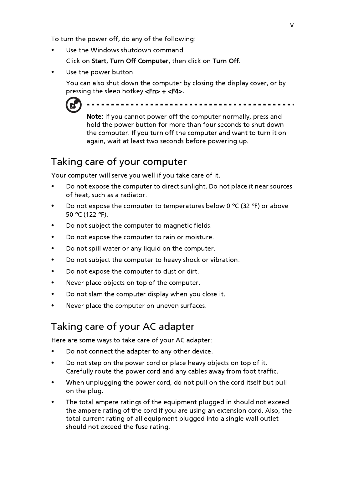 Acer 2430 Series manual Taking care of your computer, Taking care of your AC adapter 