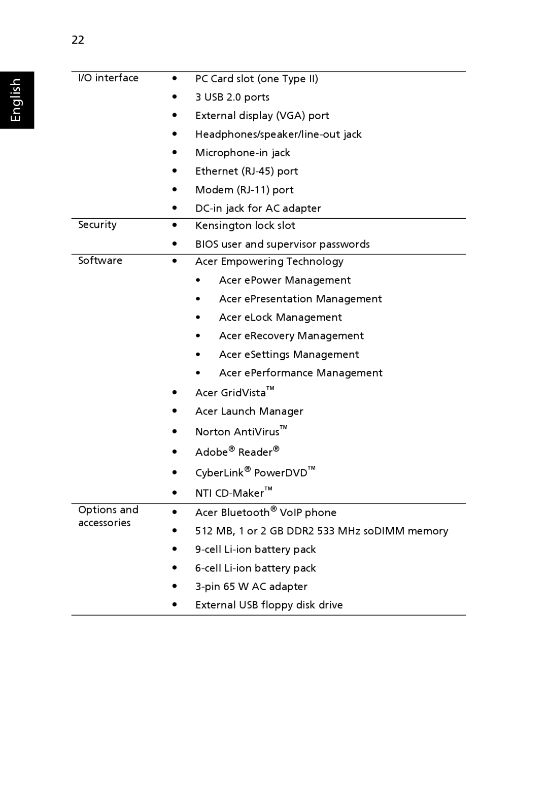 Acer 2440 Series manual English 