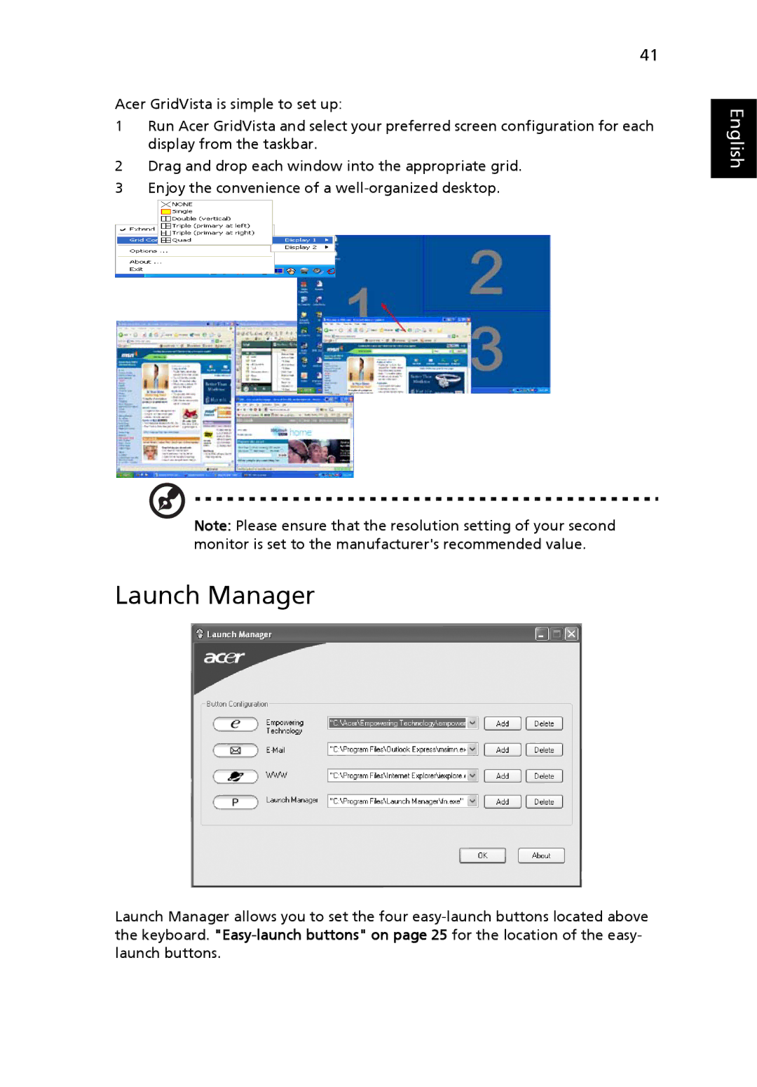 Acer 2440 Series manual Launch Manager 